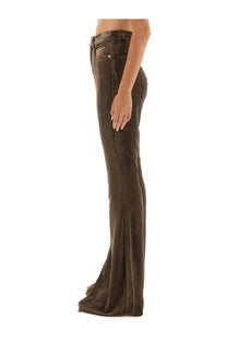 Rick owens women’s brown velvet flare pants with a luxurious soft texture and stylish silhouette
