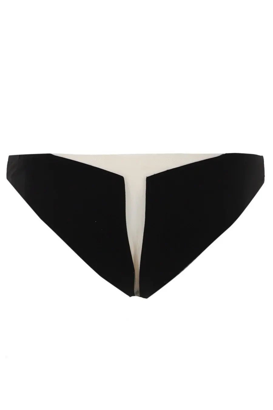 Black and white triangle-cut bikini bottom with minimalist design from rick owens slip livy collection female swimwear