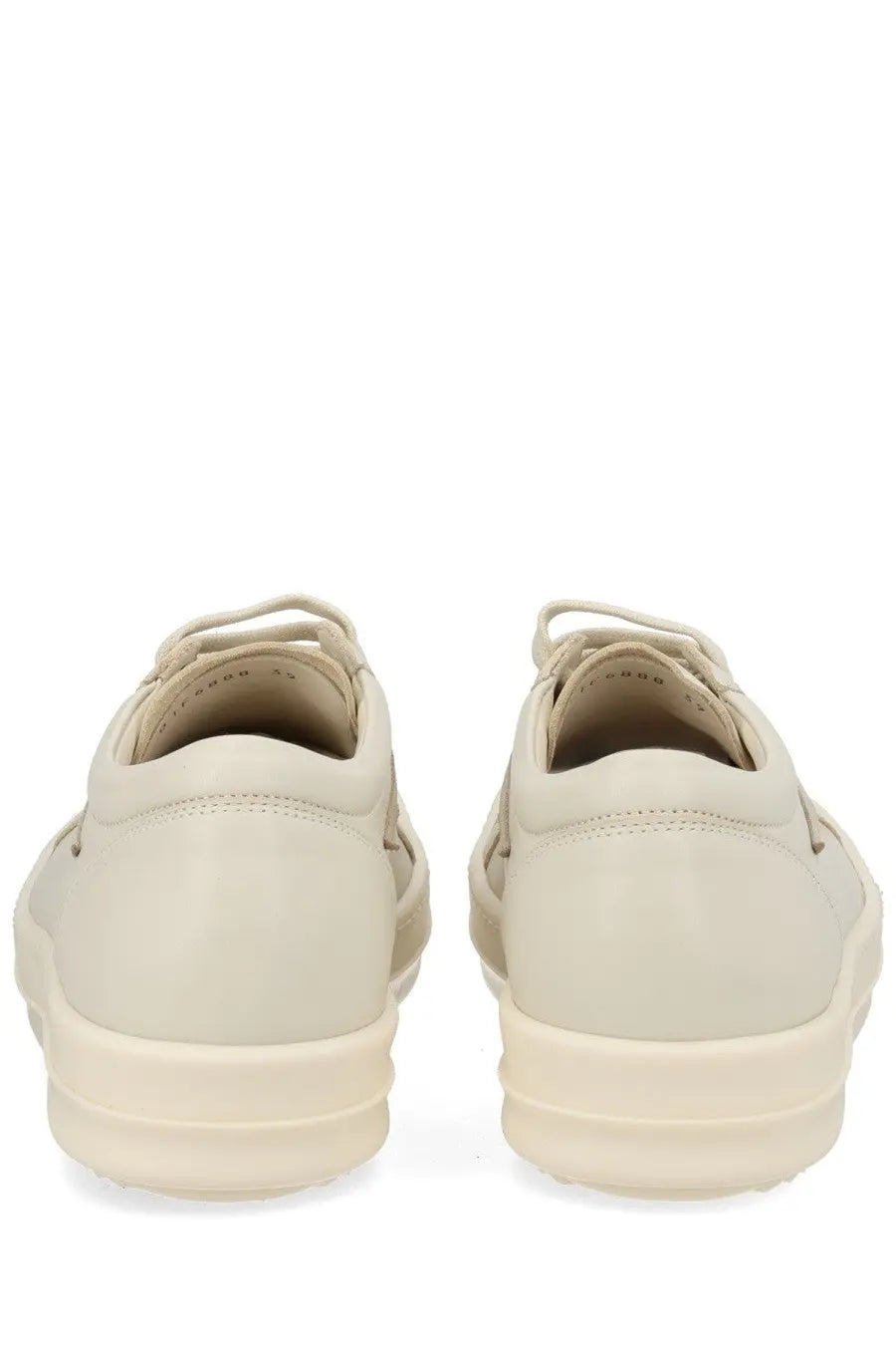 Rick Owens women’s sneaker vintage sneaks white cream leather with chunky white rubber sole and subtle side perforations