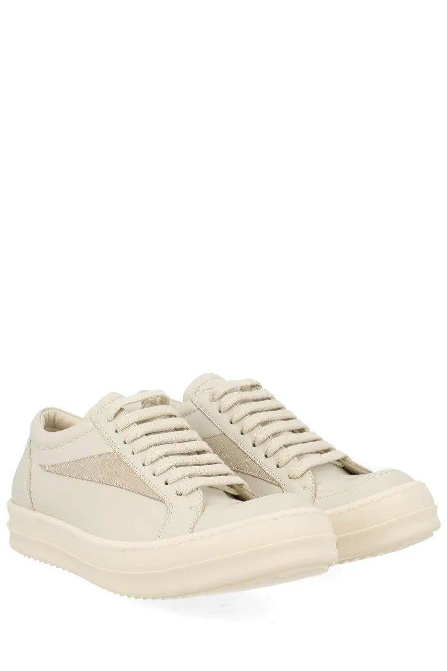 Rick Owens women’s sneaker vintage sneaks white cream leather with minimalist design and beige paneling