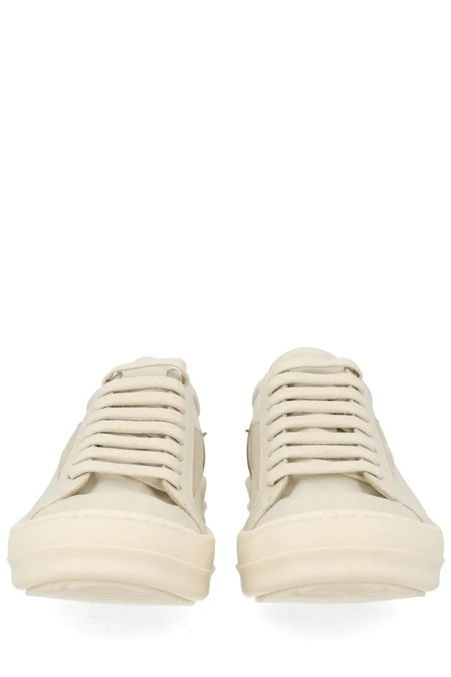 Rick Owens women’s sneaker vintage sneaks white cream-colored suede low-top with matching laces and chunky sole