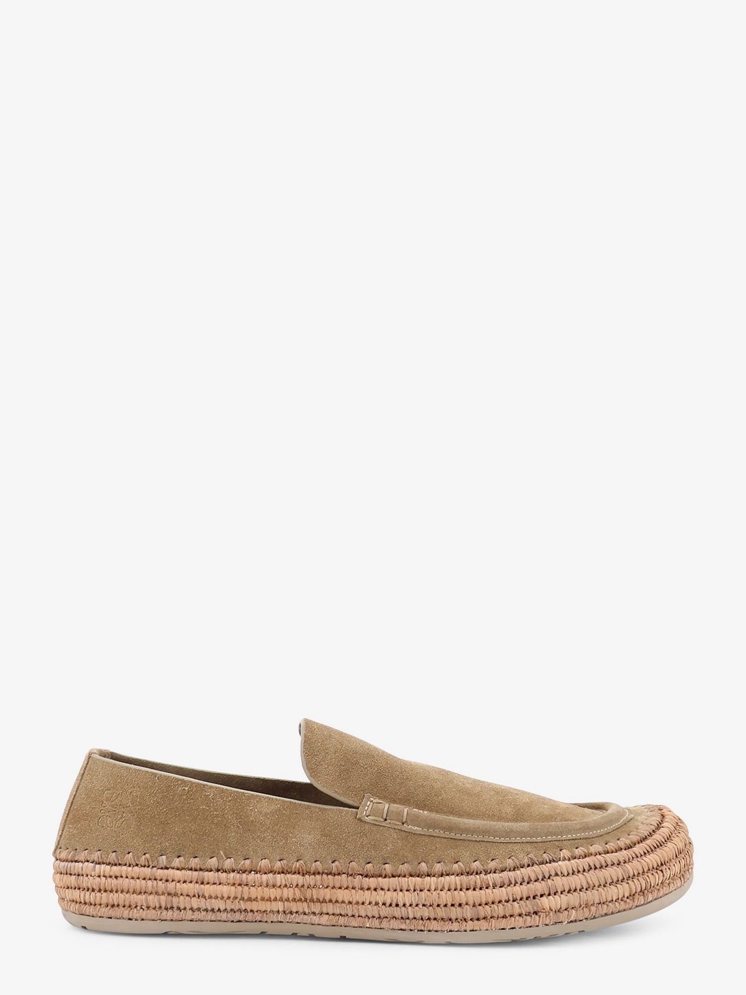 Loewe Men's Rio Suede and Raffia Loafers Grey