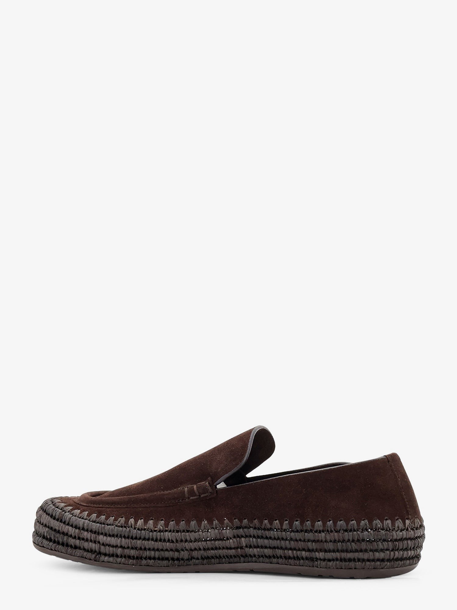 Loewe Men's Rio Suede and Raffia Loafers Brown