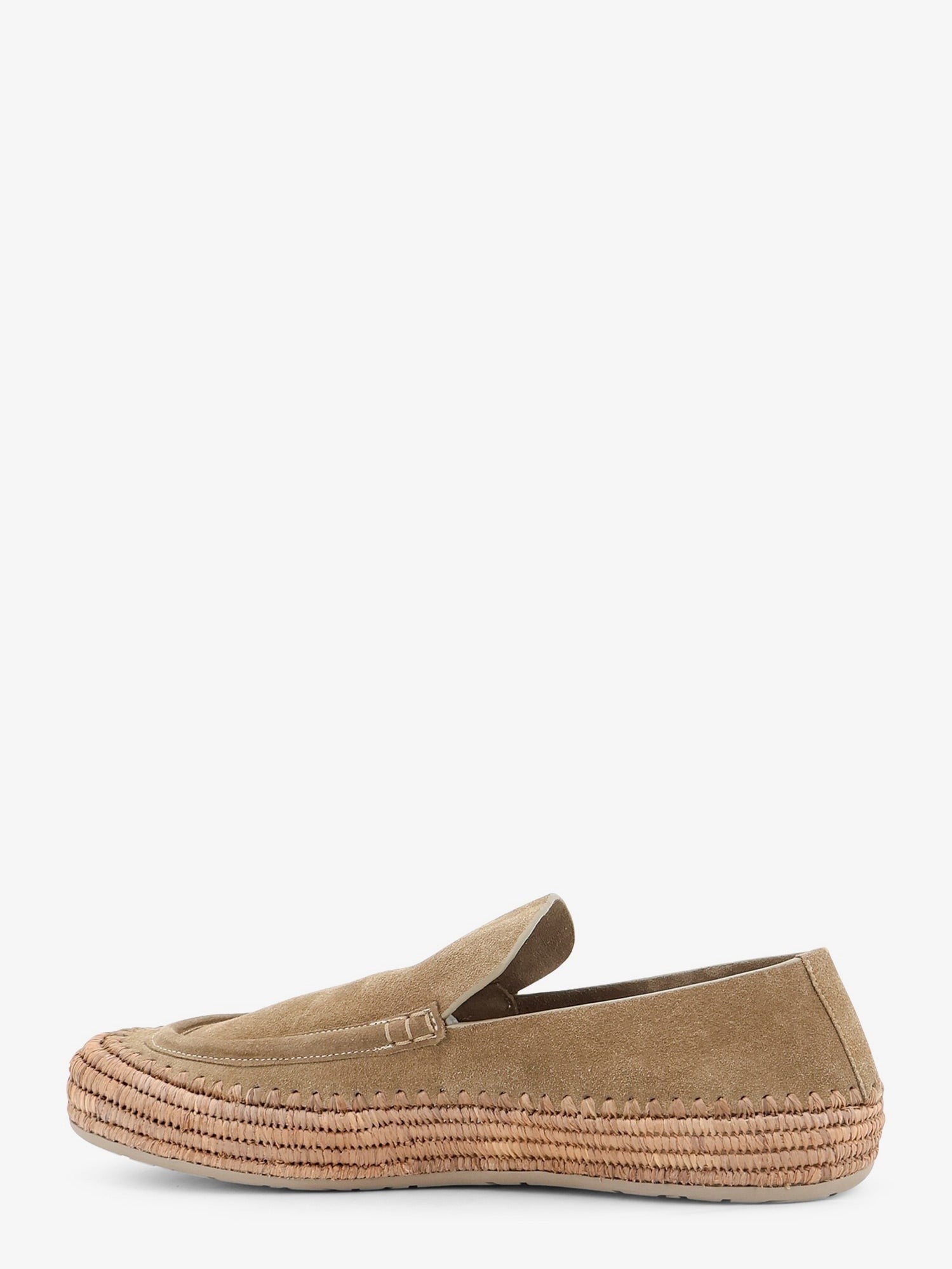 Loewe Men's Rio Suede and Raffia Loafers Grey
