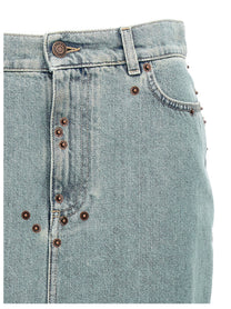 Moschino Rivets Denim Skirt Blue