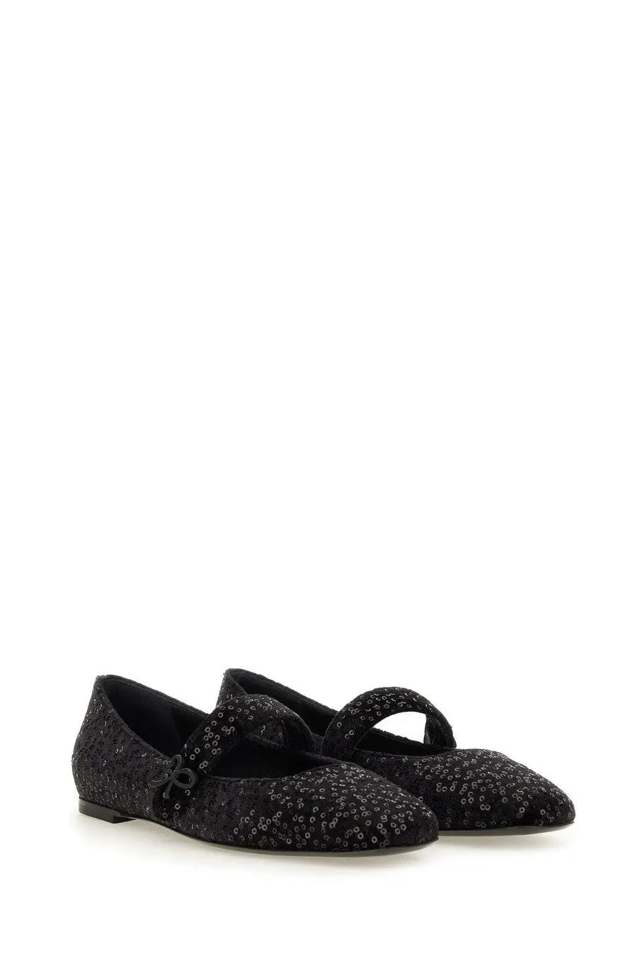 Roberto Festa women’s ballerina black mary jane flats with sparkling sequined texture and delicate ankle straps