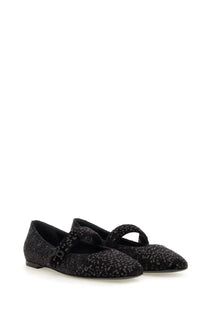 Roberto Festa women’s ballerina black mary jane flats with sparkling sequined texture and delicate ankle straps