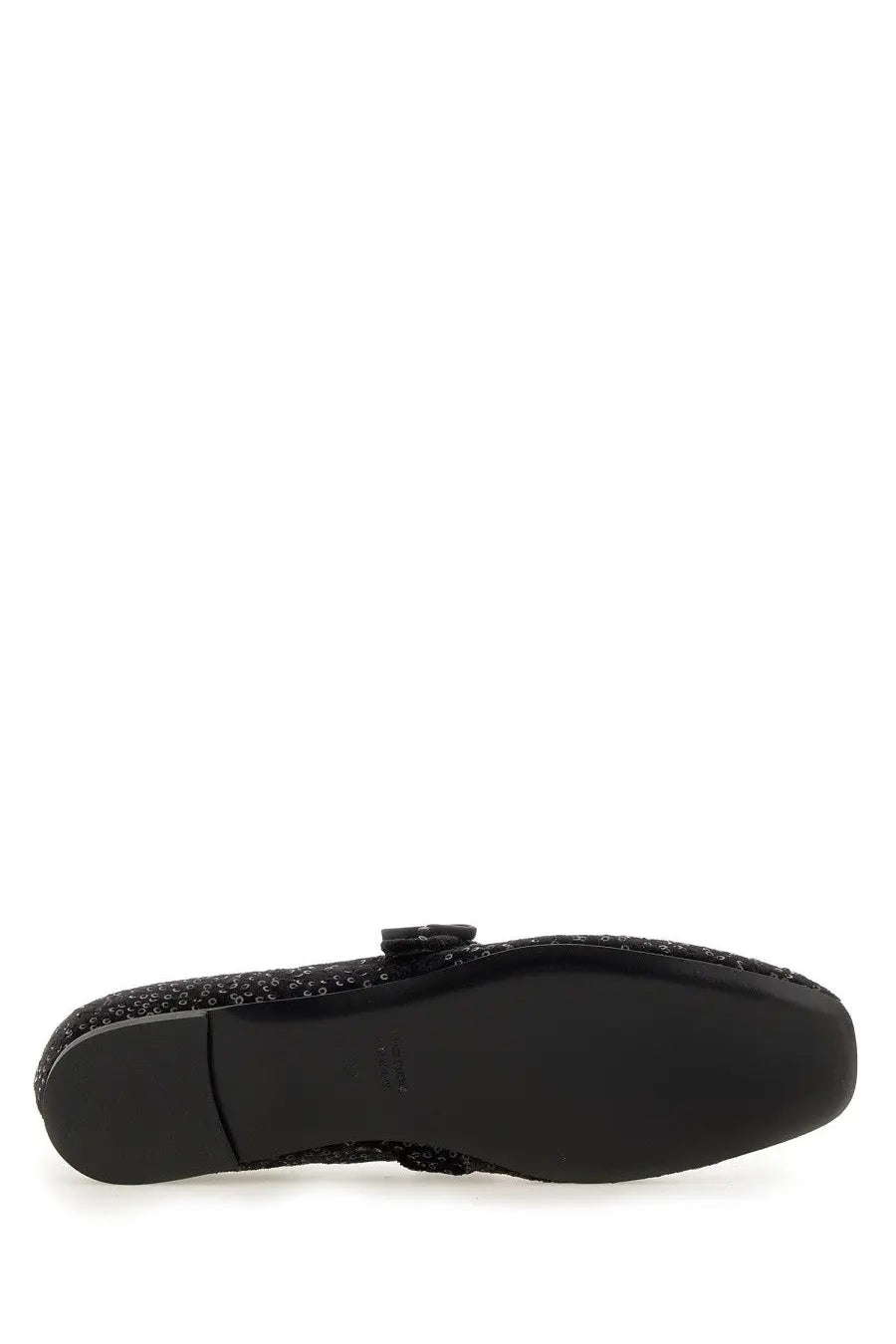 Roberto Festa women’s ballerina black flat shoe with black sequins and a small buckle detail on the front