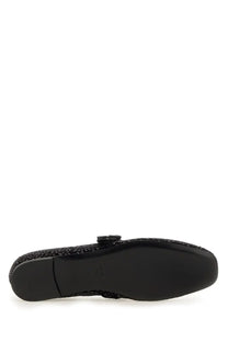 Roberto Festa women’s ballerina black flat shoe with black sequins and a small buckle detail on the front