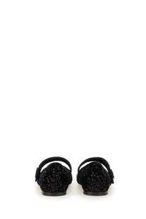 Roberto festa women’s ballerina black flat shoes with black sequins and strap across the instep