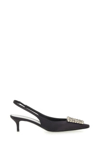 Roberto Festa women’s black satin slingback pump with sparkling crystal embellishment at the toe