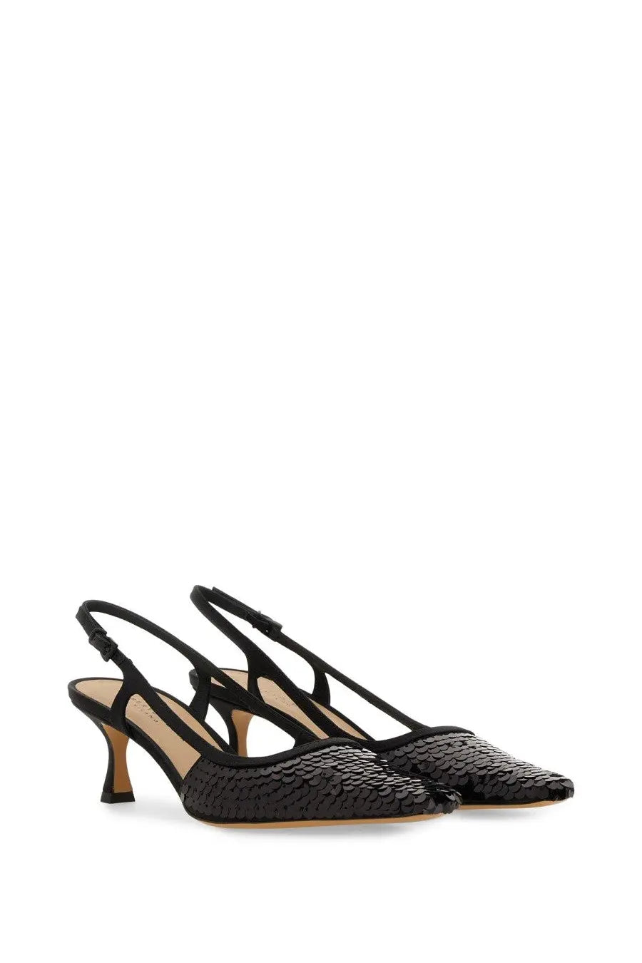 Roberto Festa women’s slingback Seville black woven textured heels with pointed toe and slender heel