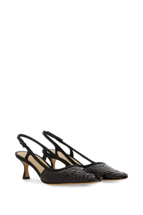 Roberto Festa women’s slingback Seville black woven textured heels with pointed toe and slender heel