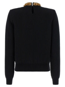 Balmain Rocaille Bead Sweater Black, view 2