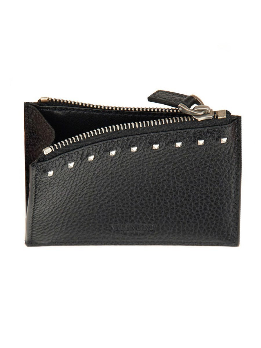 Valentino Men's Rockstud Card Holder Black