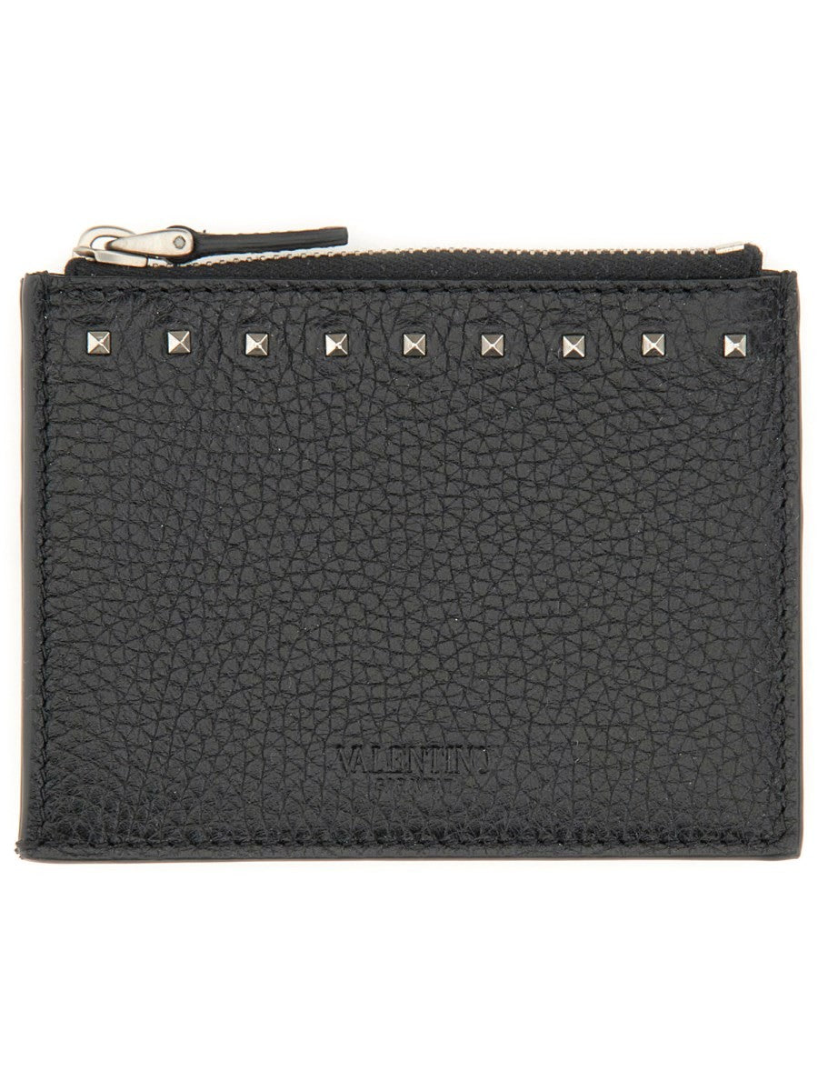 Valentino Men's Rockstud Card Holder Black Valentino