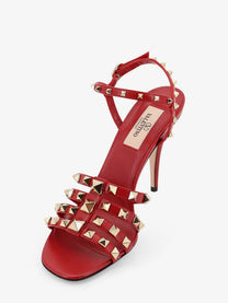 Valentino Women's Rockstud Leather Sandals Red