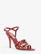 Valentino Women's Rockstud Leather Sandals Red, view 2