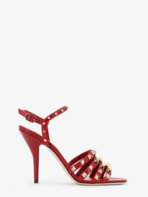 Valentino Women's Rockstud Leather Sandals Red