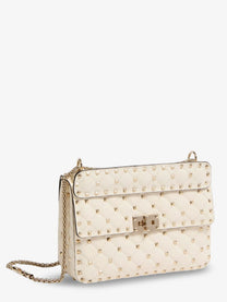 Valentino Women's Rockstud Spike Leather Crossbody Bag White