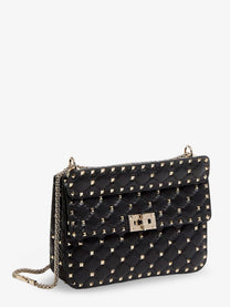Valentino Women's Rockstud Spike Leather Crossbody Bag Black