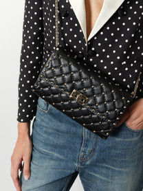 Valentino Women's Rockstud Spike Leather Crossbody Bag Black