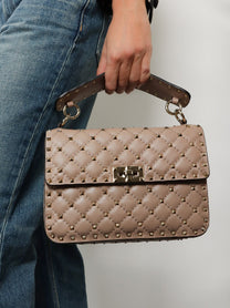 Valentino Women's Rockstud Spike Leather Crossbody Bag Pink