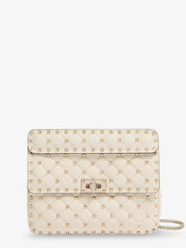 Valentino Women's Rockstud Spike Leather Crossbody Bag White