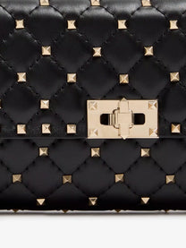 Valentino Women's Rockstud Spike Leather Shoulder Bag Black