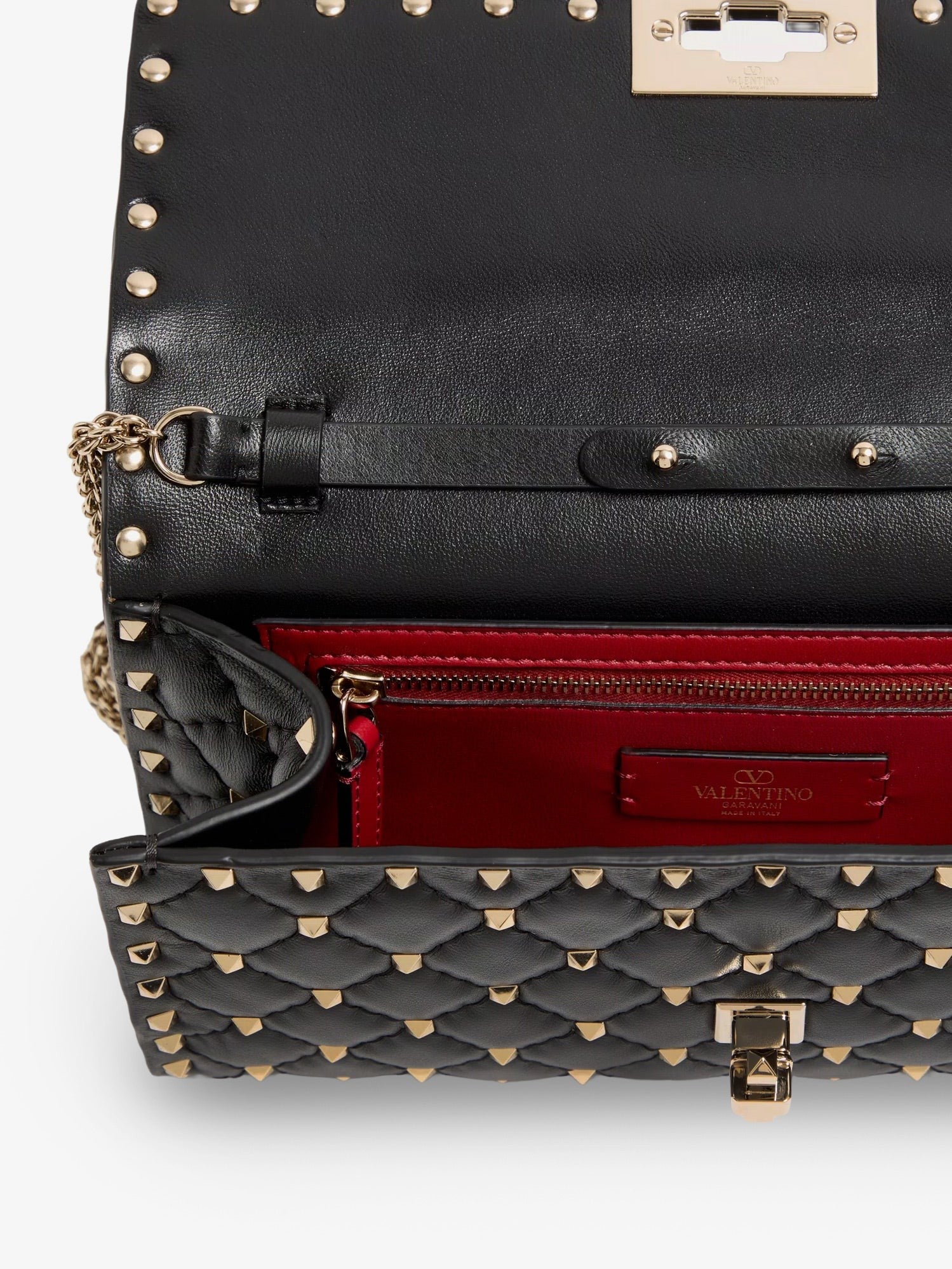 Valentino Women's Rockstud Spike Leather Shoulder Bag Black