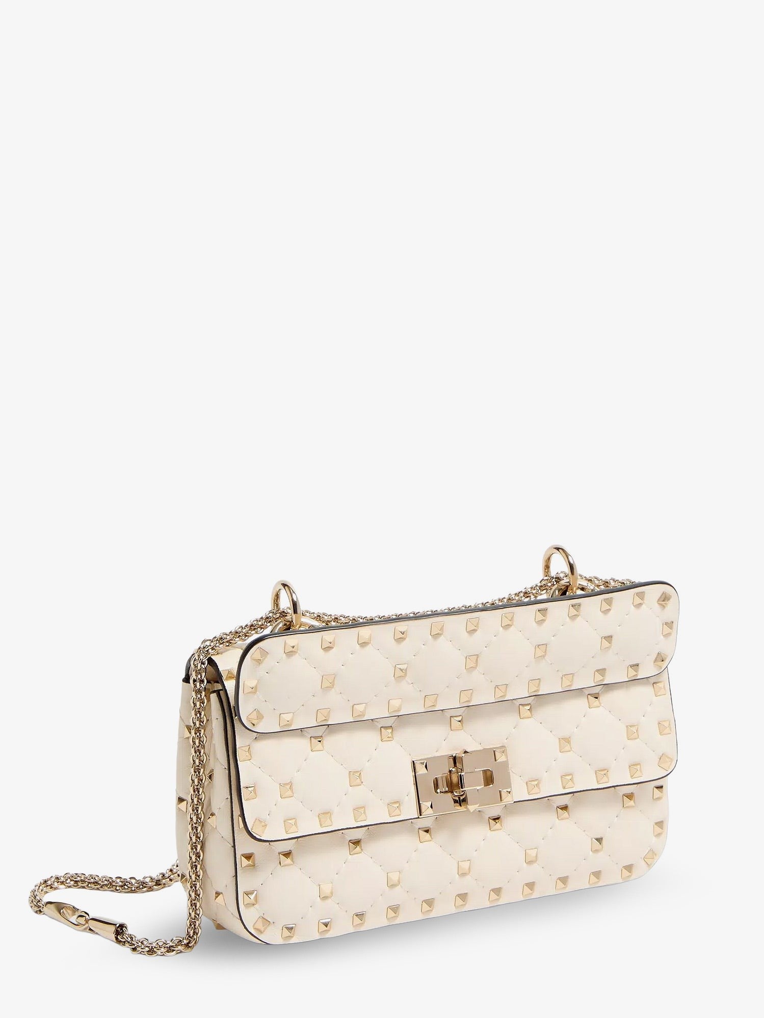 Valentino Women's Rockstud Spike Leather Shoulder Bag White