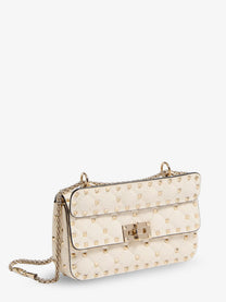 Valentino Women's Rockstud Spike Leather Shoulder Bag White