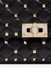 Valentino Women's Rockstud Spike Leather Shoulder Bag Black