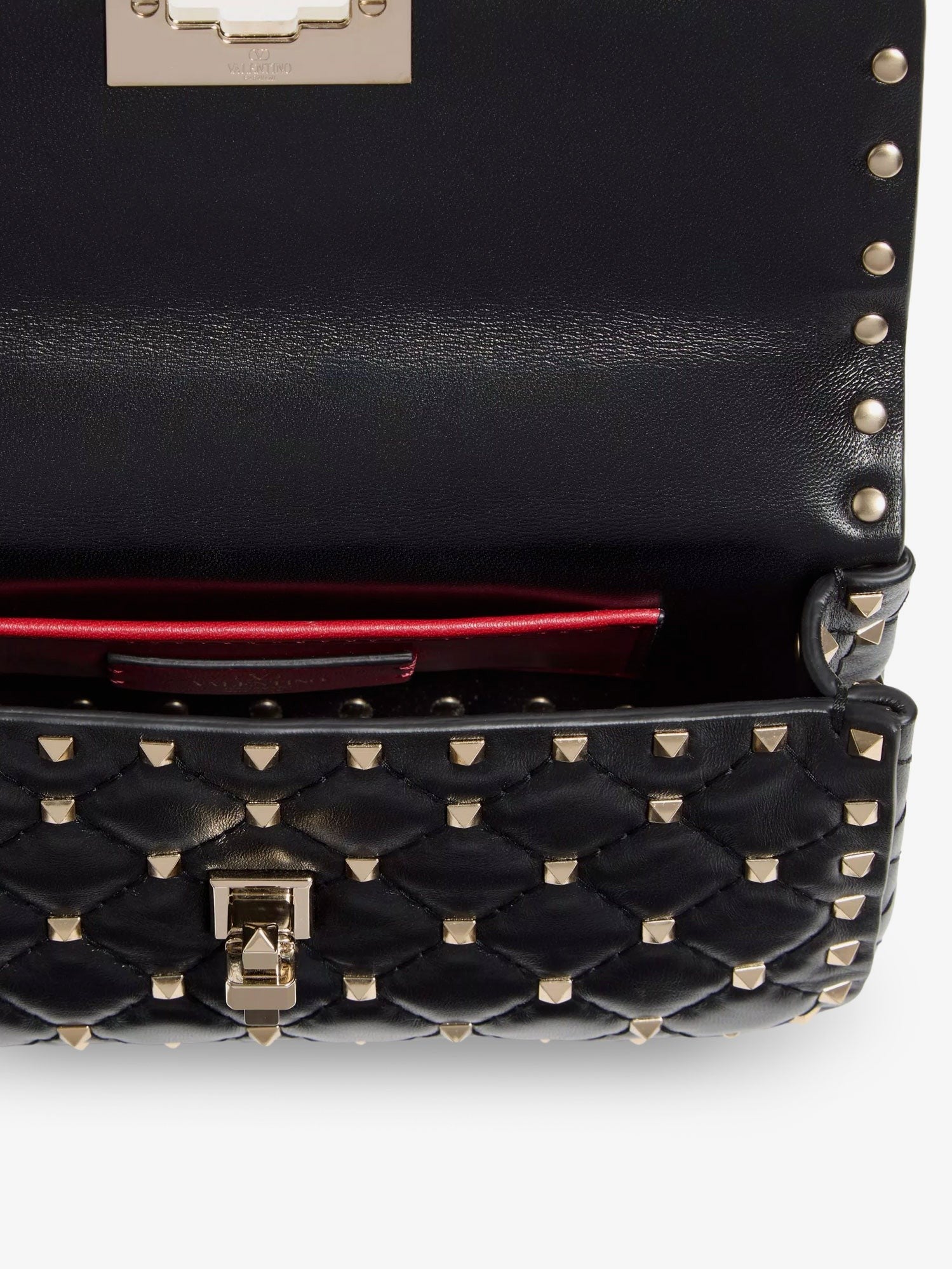 Valentino Women's Rockstud Spike Leather Shoulder Bag Black