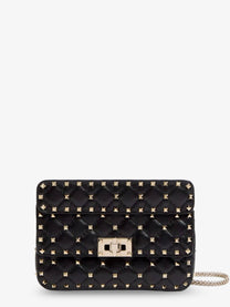 Valentino Women's Rockstud Spike Leather Shoulder Bag Black