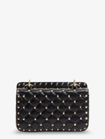 Valentino Women's Rockstud Spike Leather Shoulder Bag Black