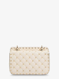 Valentino Women's Rockstud Spike Leather Shoulder Bag White