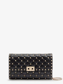 Valentino Women's Rockstud Spike Leather Shoulder Bag Black