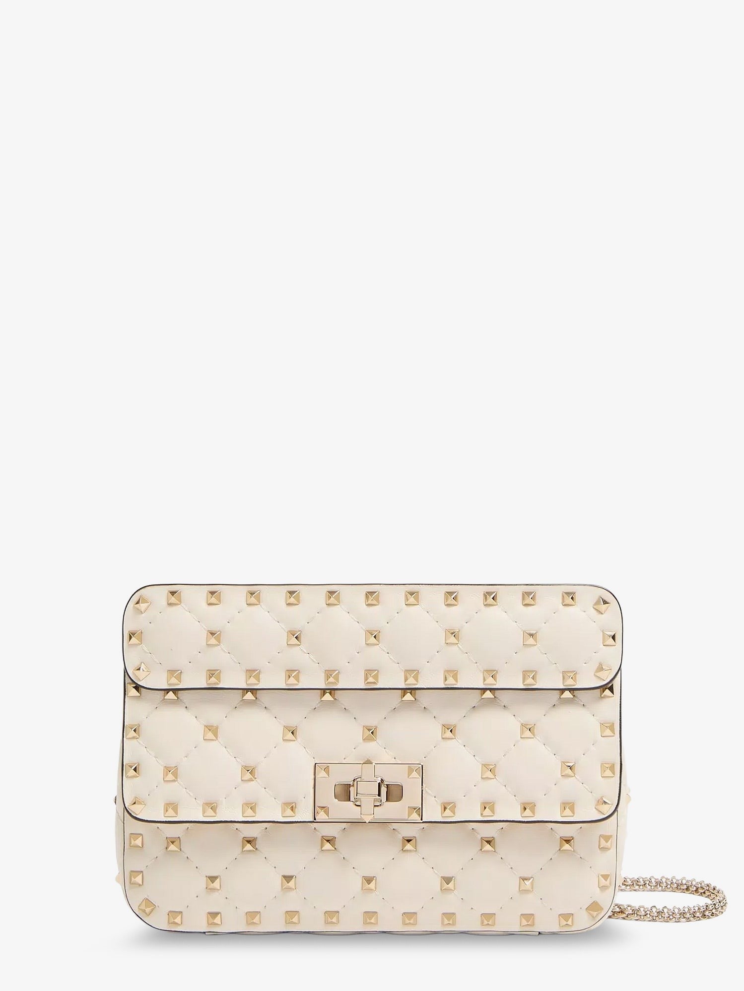 Valentino Women's Rockstud Spike Leather Shoulder Bag White