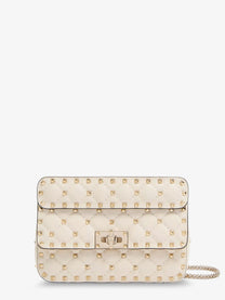 Valentino Women's Rockstud Spike Leather Shoulder Bag White