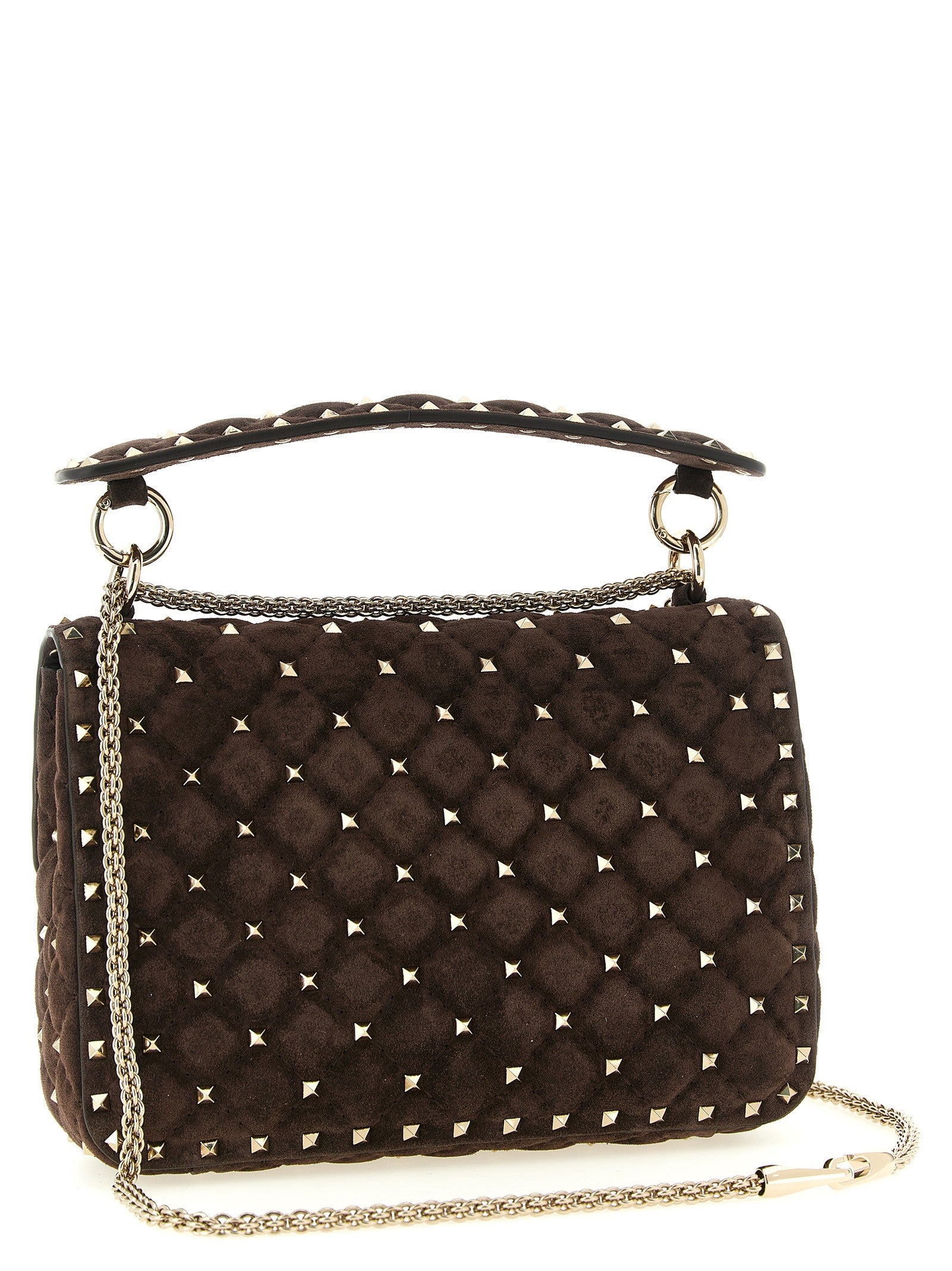 Valentino Rockstud Spike Mediium Crossbody Bag Brown