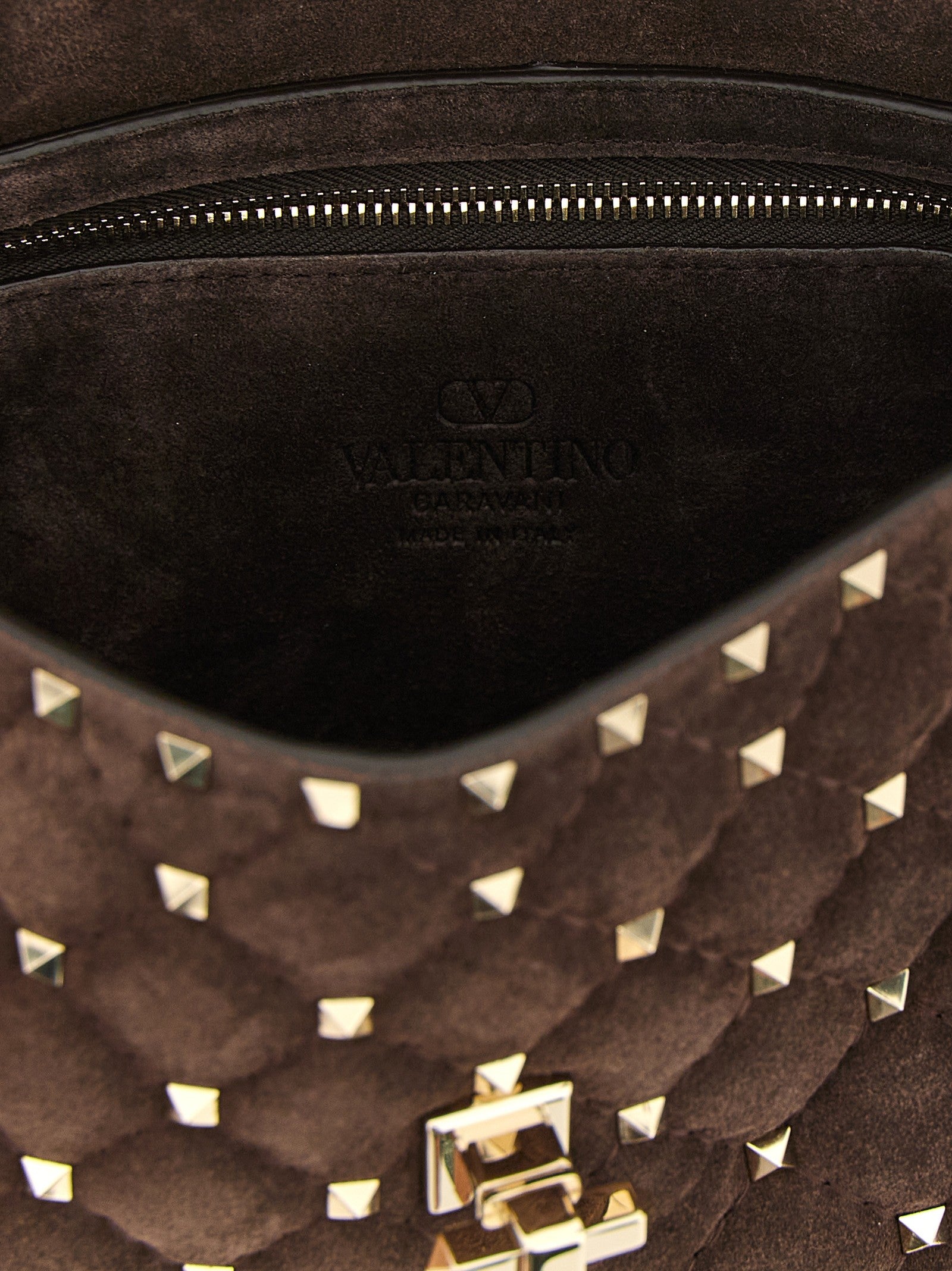 Valentino Rockstud Spike Mediium Crossbody Bag Brown