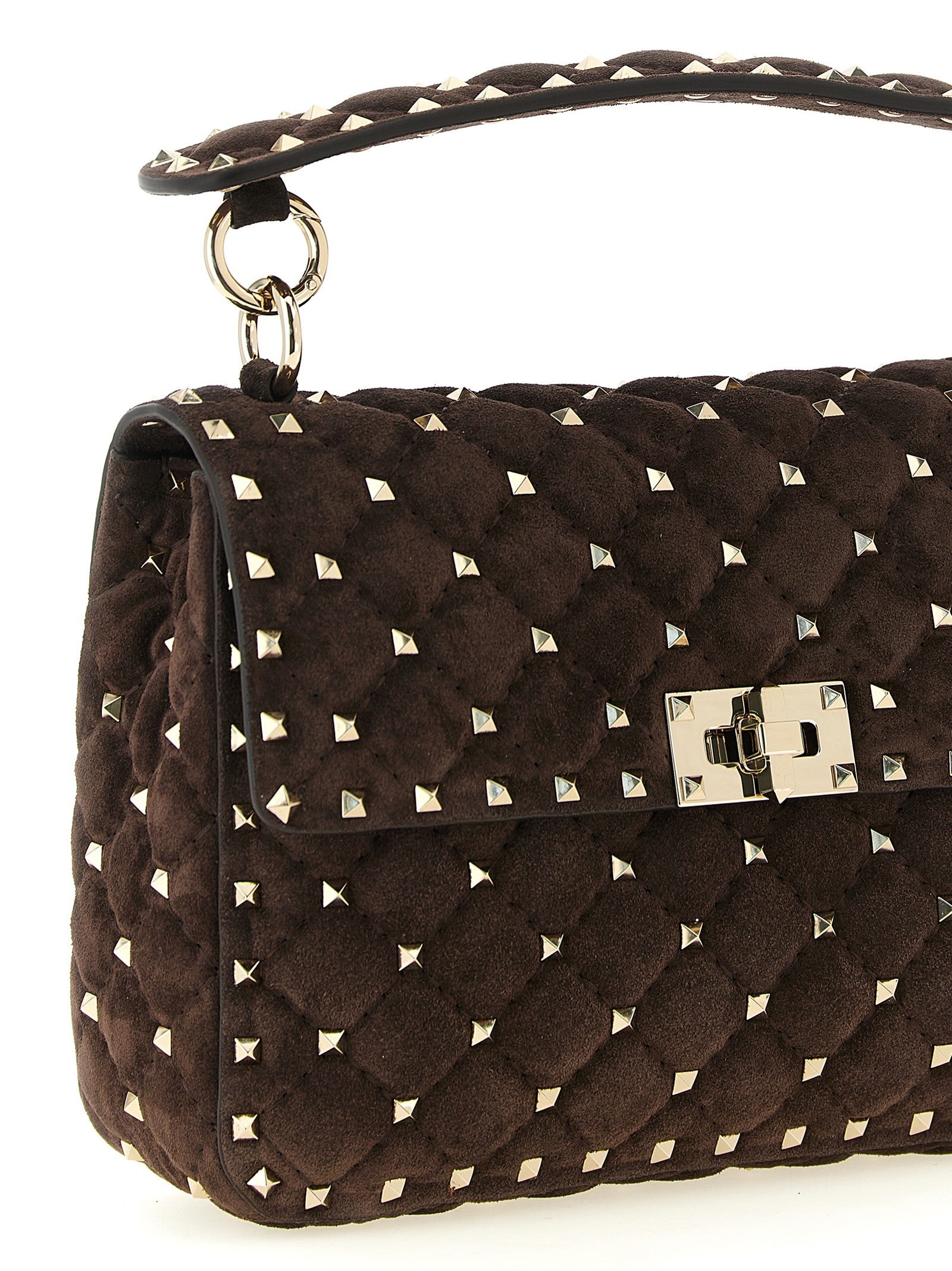 Valentino Rockstud Spike Mediium Crossbody Bag Brown