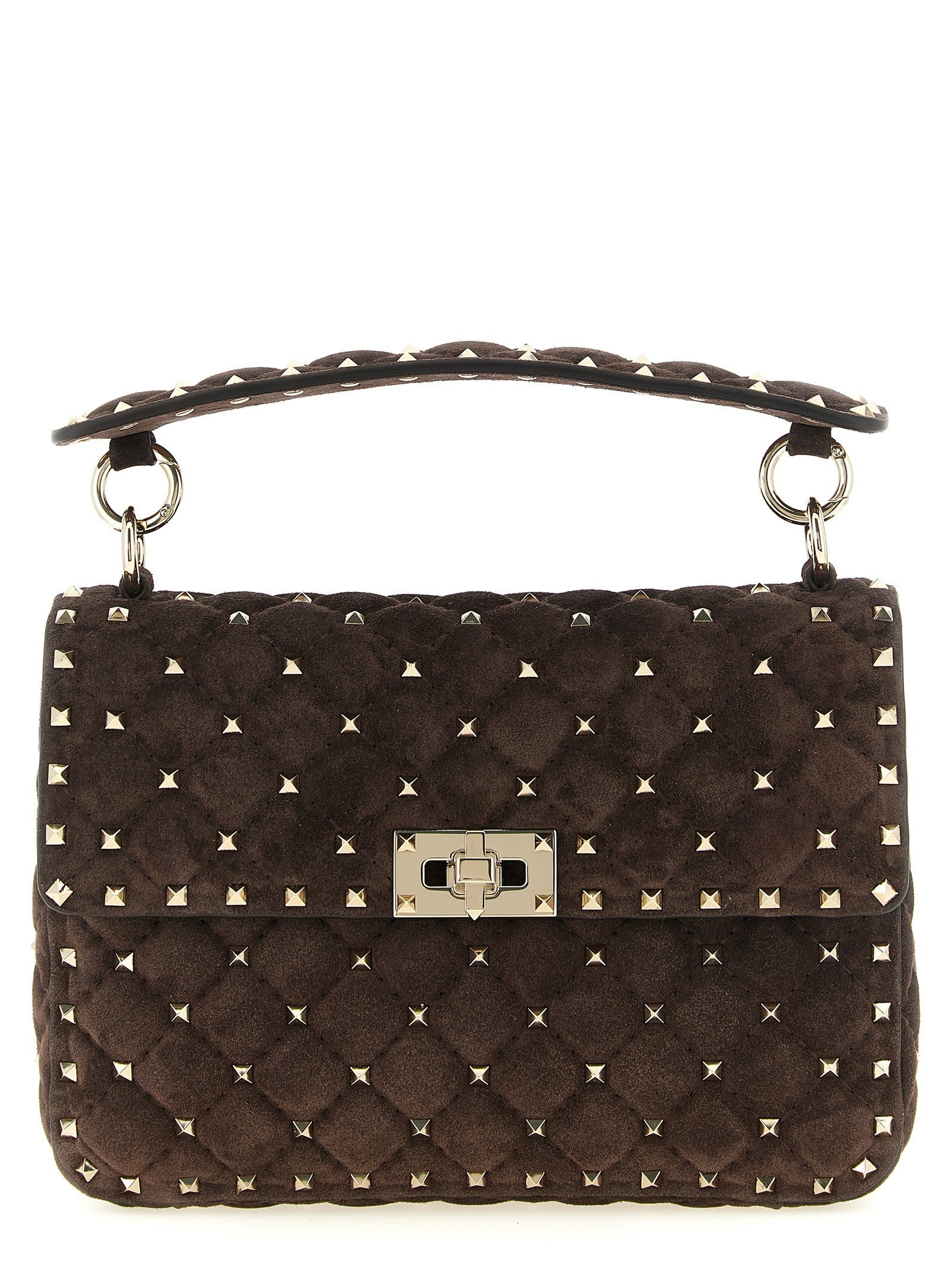 Valentino Rockstud Spike Mediium Crossbody Bag Brown