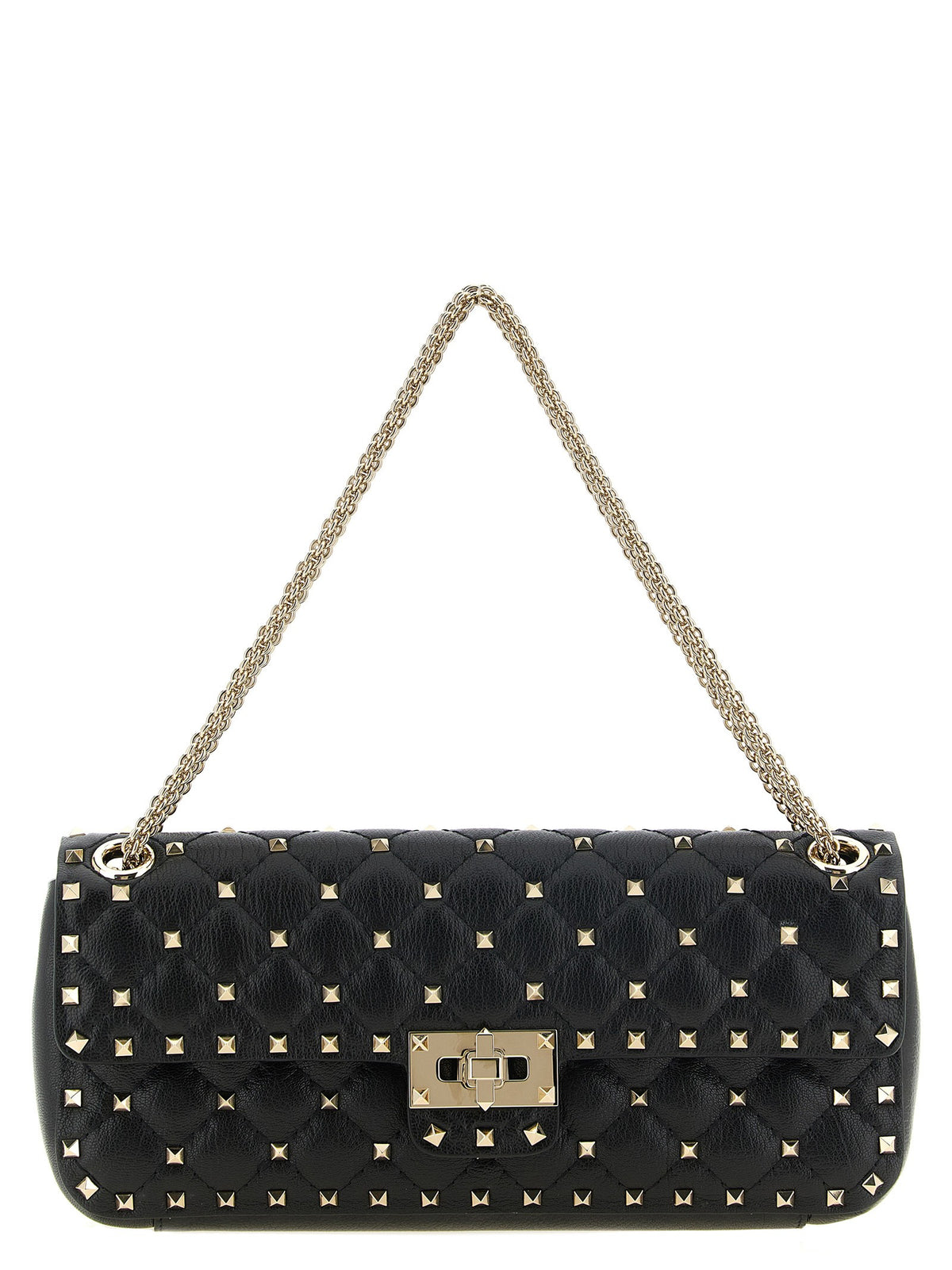 Valentino Rockstud Spike Medium Shoulder Bag Black