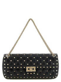Valentino Rockstud Spike Medium Shoulder Bag Black