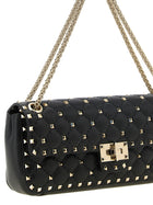 Valentino Rockstud Spike Medium Shoulder Bag Black, view 3