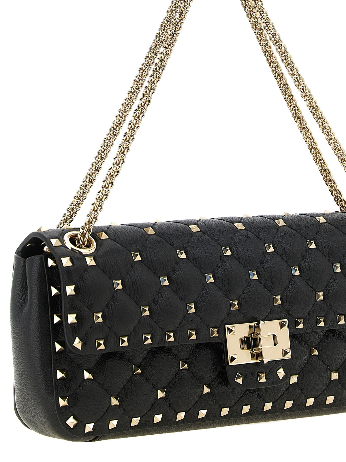 Valentino Rockstud Spike Medium Shoulder Bag Black, view 3