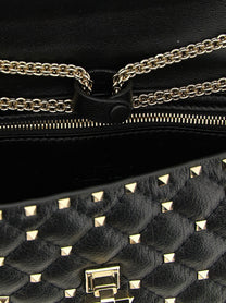 Valentino Rockstud Spike Medium Shoulder Bag Black, view 4