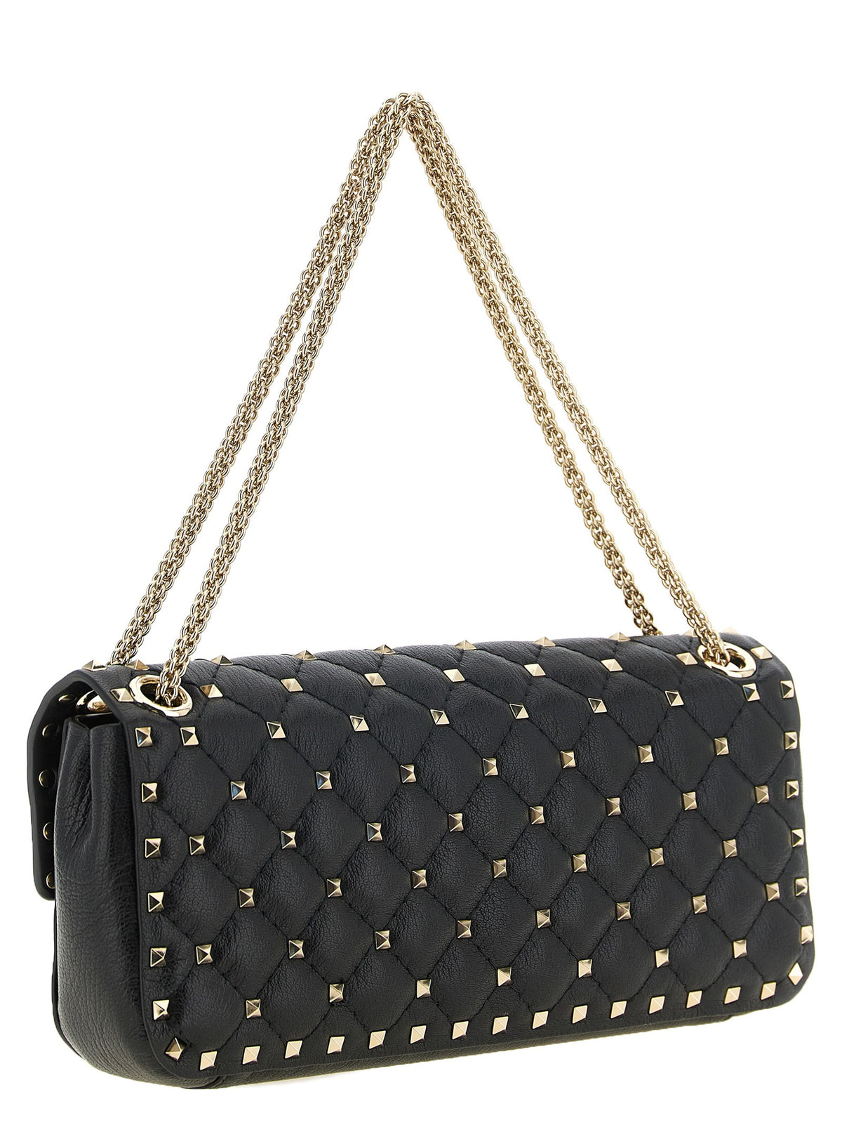 Valentino Rockstud Spike Medium Shoulder Bag Black, view 2
